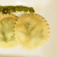 Made from scratch parsley laminated ravioli, with homemade pesto.|Cooking My Butt Offさん