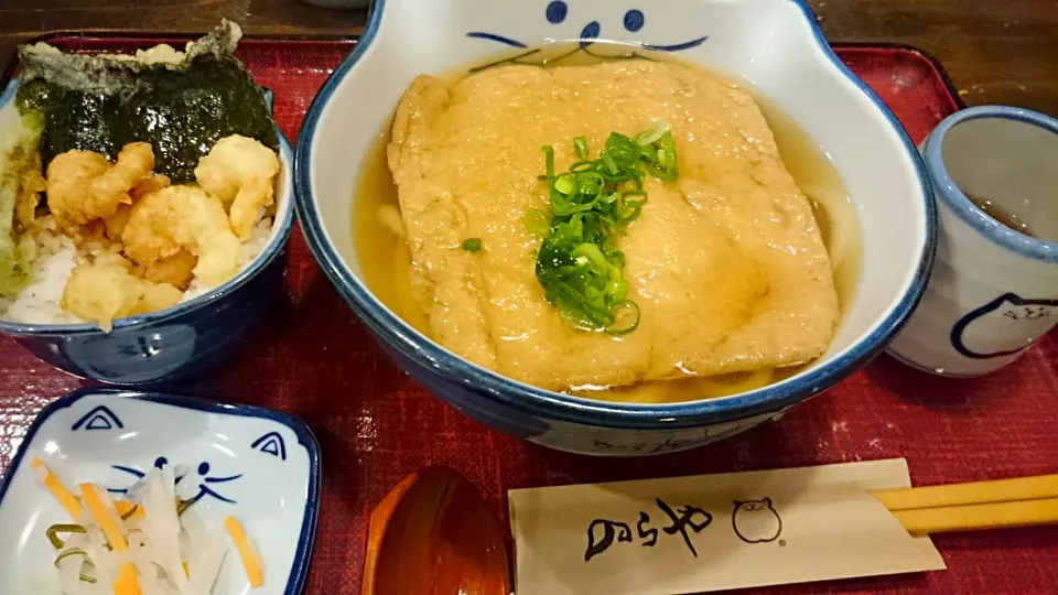 きつねうどんと小エビ天丼|ようかんさん