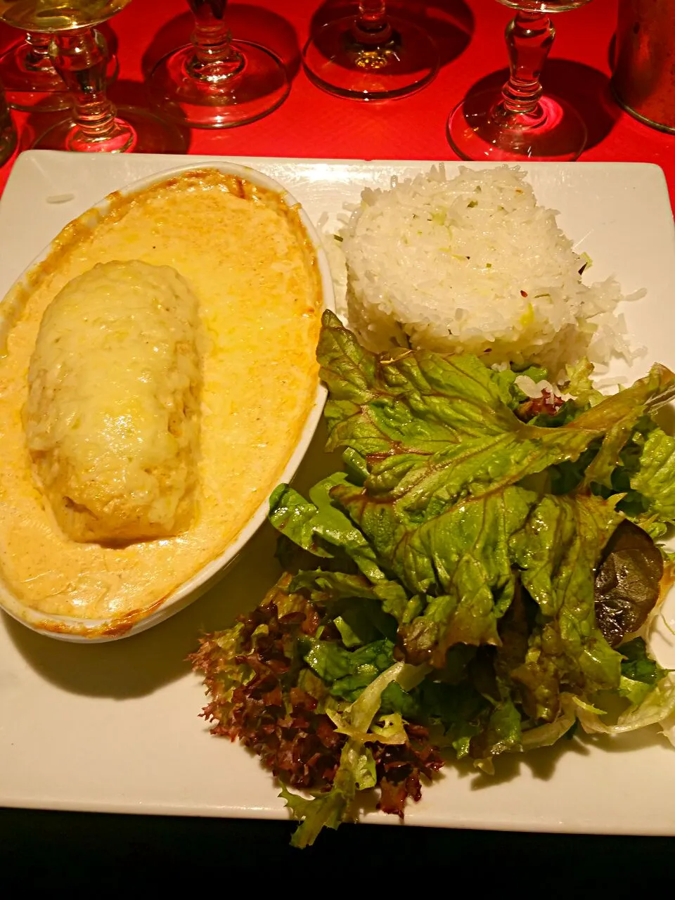 Lyonnaise quenelle with rice and salade|Cherryさん