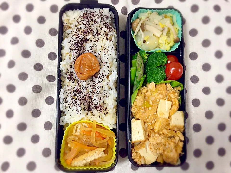 Snapdishの料理写真:厚揚げの麻婆豆腐弁当。|ももみにゃん。さん