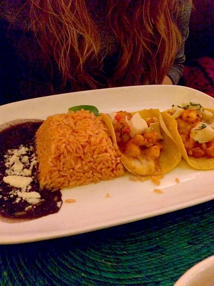 Shrimp tacos w rice and beans @ Toloache NYC 2/27/16|Morcone Girlsさん