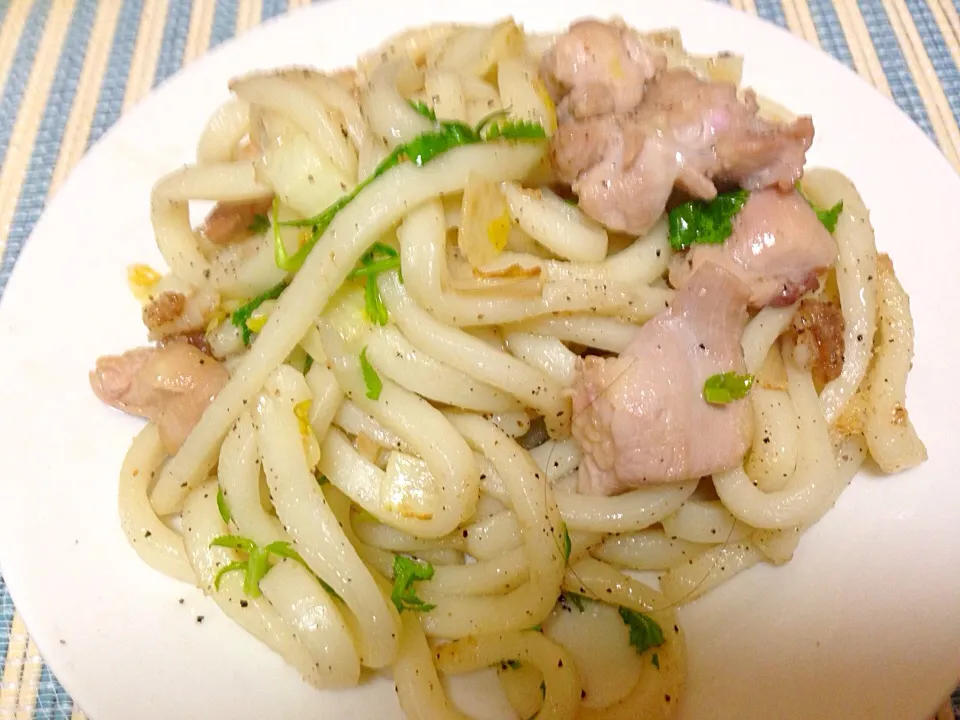 智流、白菜と鶏肉の焼きうどん|智さん