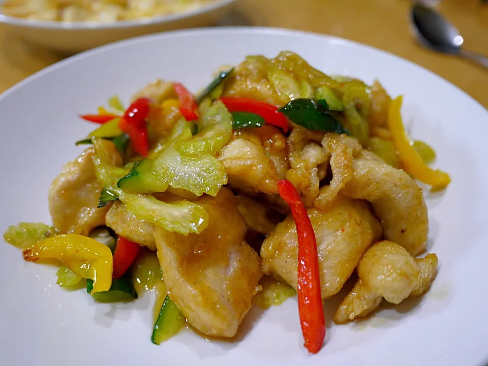 鶏胸肉と野菜の甘酢炒め|沖縄「ピロピロ」ライフさん