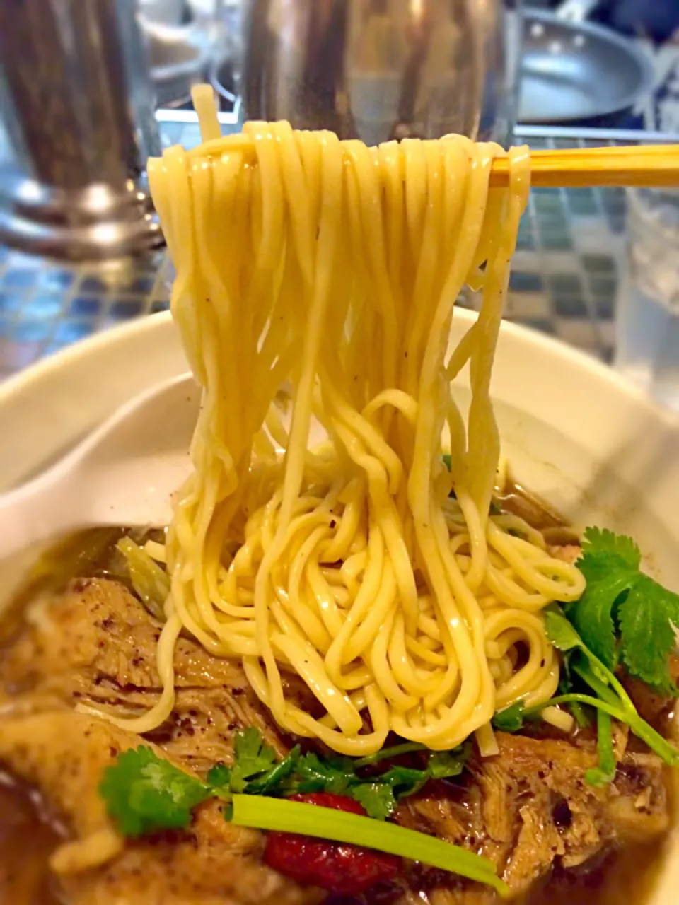 肉骨茶(バクテー)ヌードルの麺@らーめん五ノ神製作所|morimi32さん