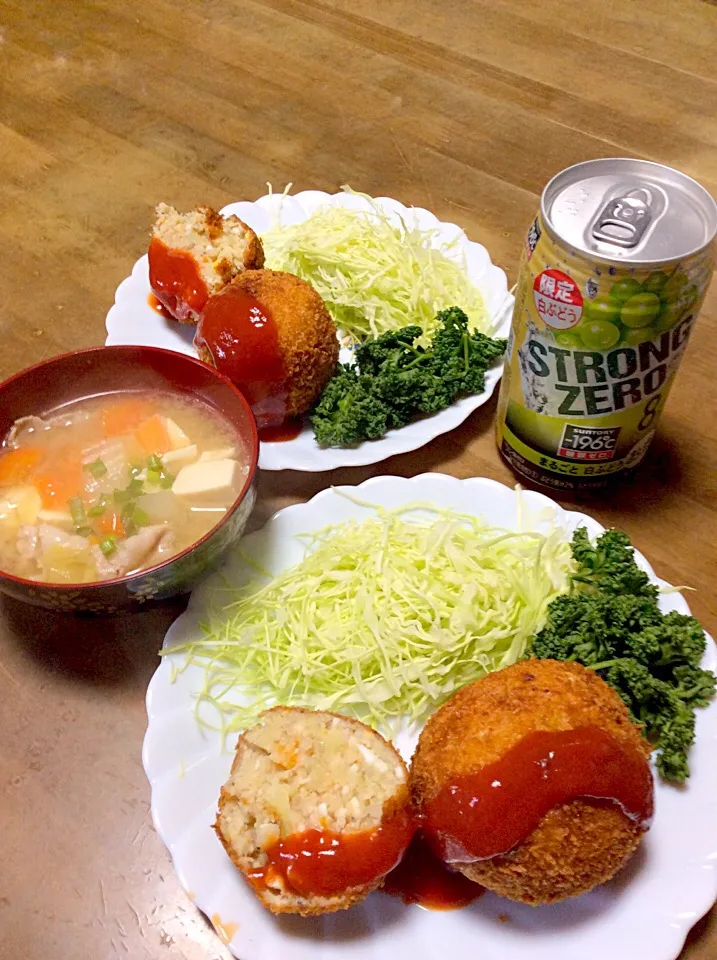 じゃがいもと玉子のコロッケ定食💖🍺|Norio Fukudaさん