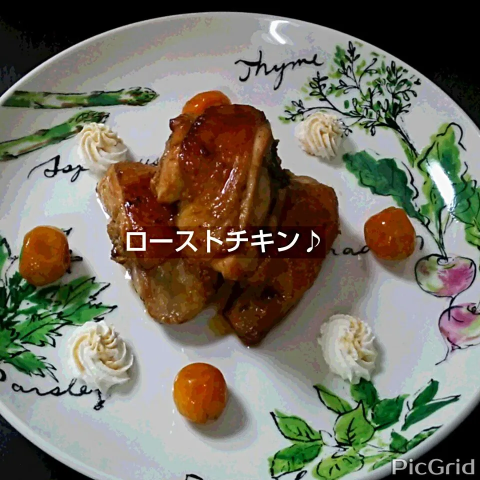 フライパンで、骨付きもも肉のローストチキン♪|ゆっこさん