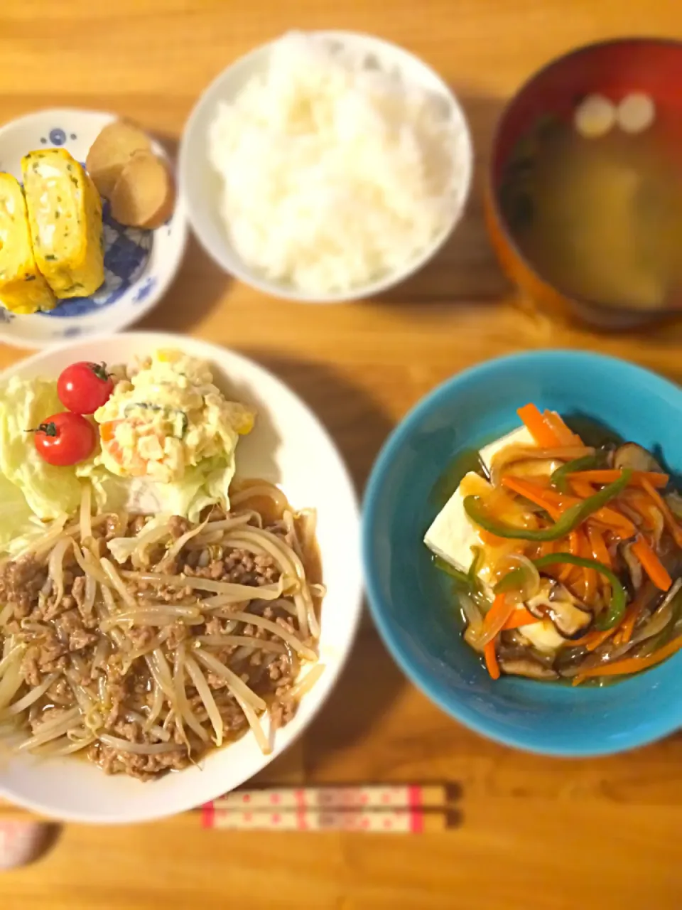 和風甘酢あんかけ豆腐と、麻婆もやし|うーろんさん