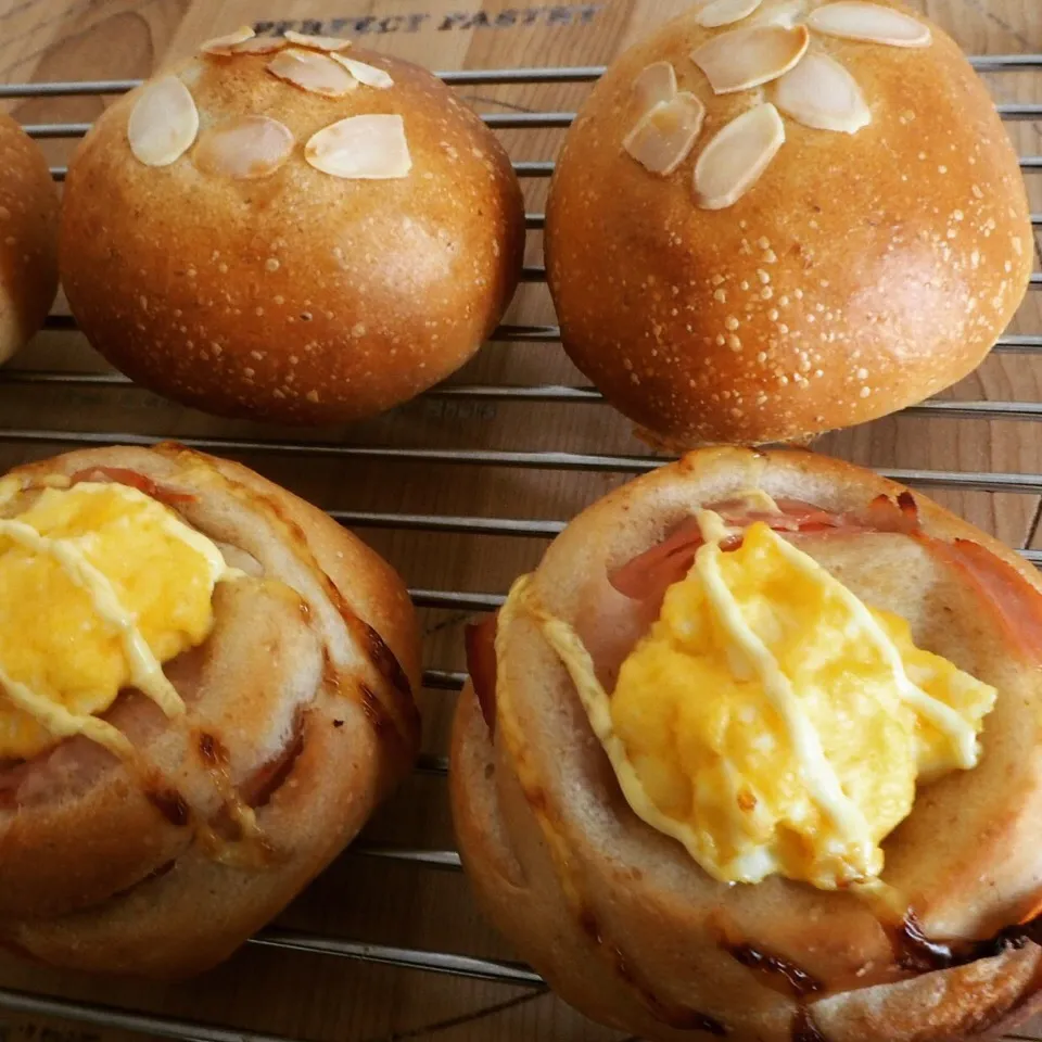 ハムたまごパン、チョコパン焼きました☻|みりんさん