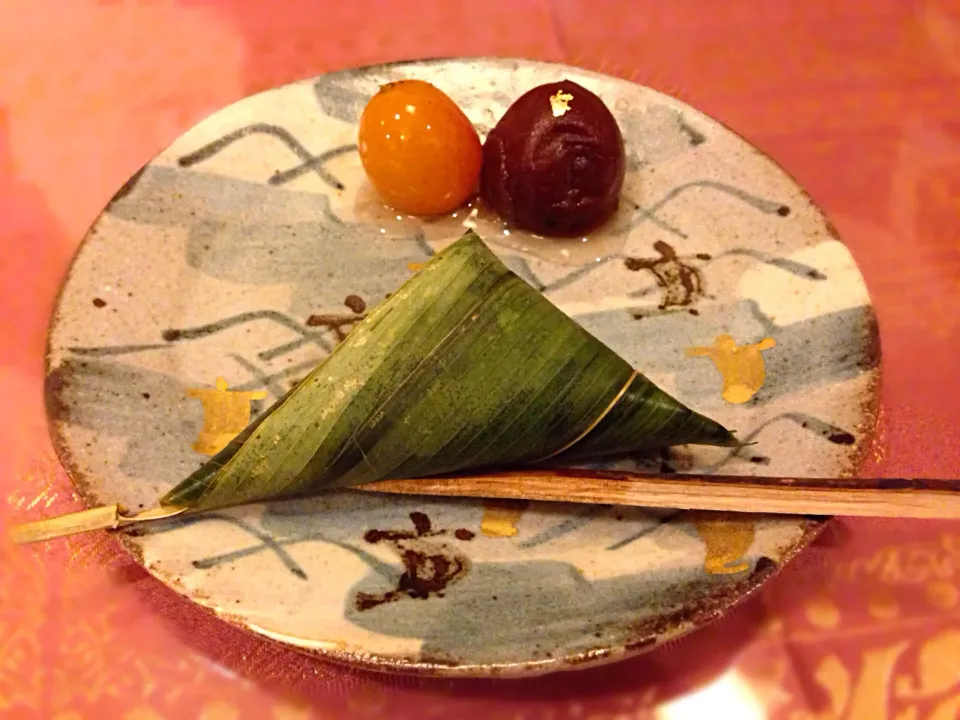 主菓子 麩饅頭、煮梅、金柑こん太の甘露煮|こいちさん