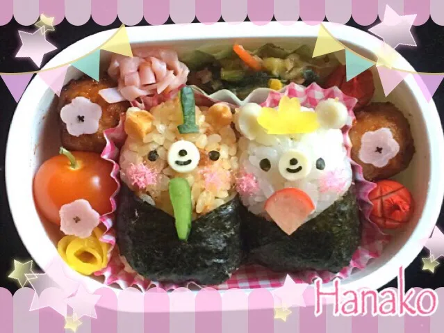 もうすぐひな祭りですね。くまちゃんお雛様弁当。|hanakoさん