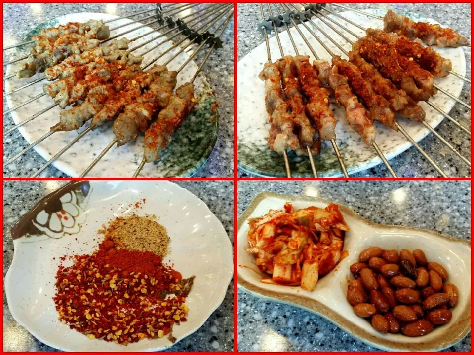 skewered lamb and beef over charcoal grill|steven z.y.さん