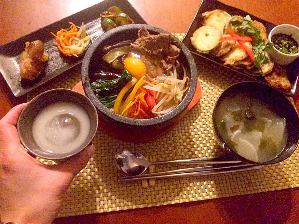 Snapdishの料理写真:한국 요리🇰🇷Tonight Amigo's Korean Dinner🍴韓国料理<안티파스토･찌짐･돌솥비빔밥･미역국>|🌈Ami🍻さん