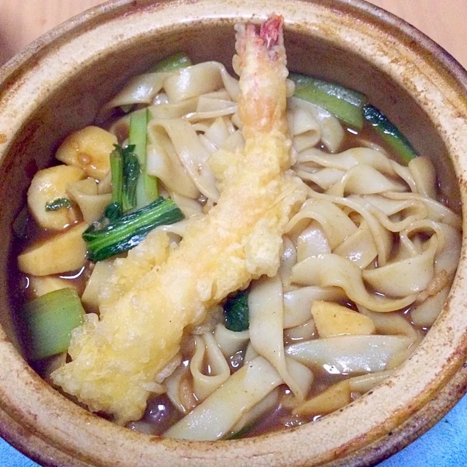 海老天カレーうどん|黒蜜きなこさん