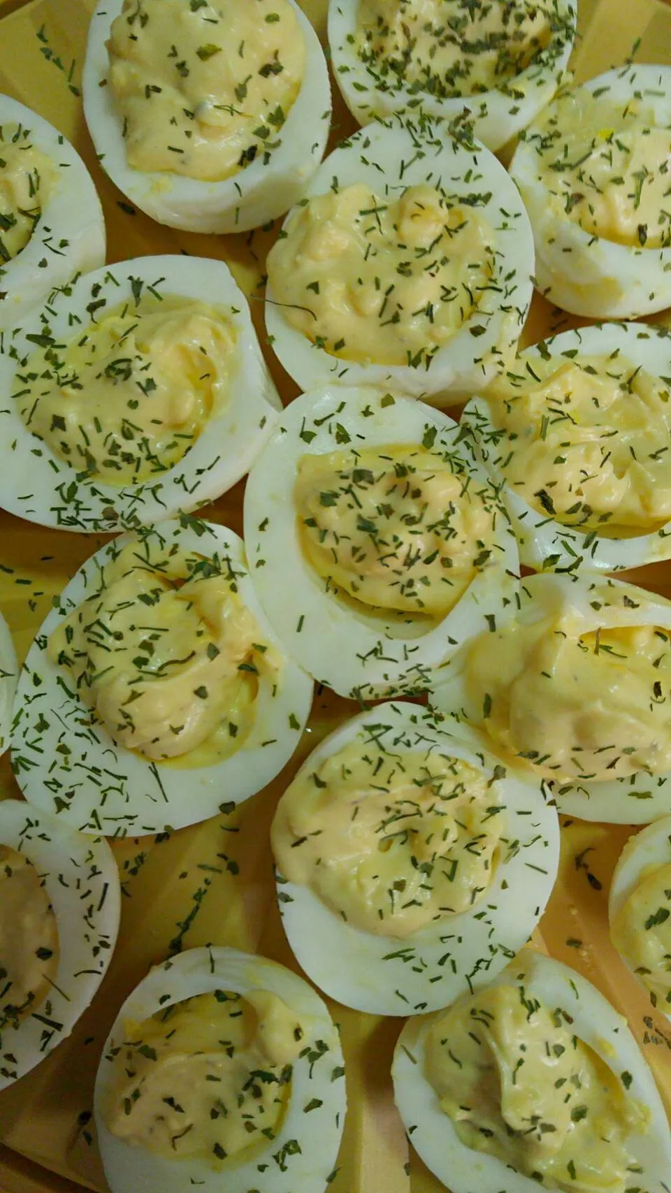 Dill and Lemon Deviled Eggs. Garnished with cilantro and dill.|Thebluestbutterflyさん