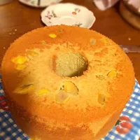 Snapdishの料理写真:栗入り抹茶シフォンケーキ|ラッキーままさん