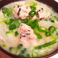 玉葱と鶏団子のクリーミー豆乳麦みそ汁|22375さん