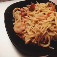 Snapdishの料理写真:Shrimp mushroom Spaghetti|dreamerさん