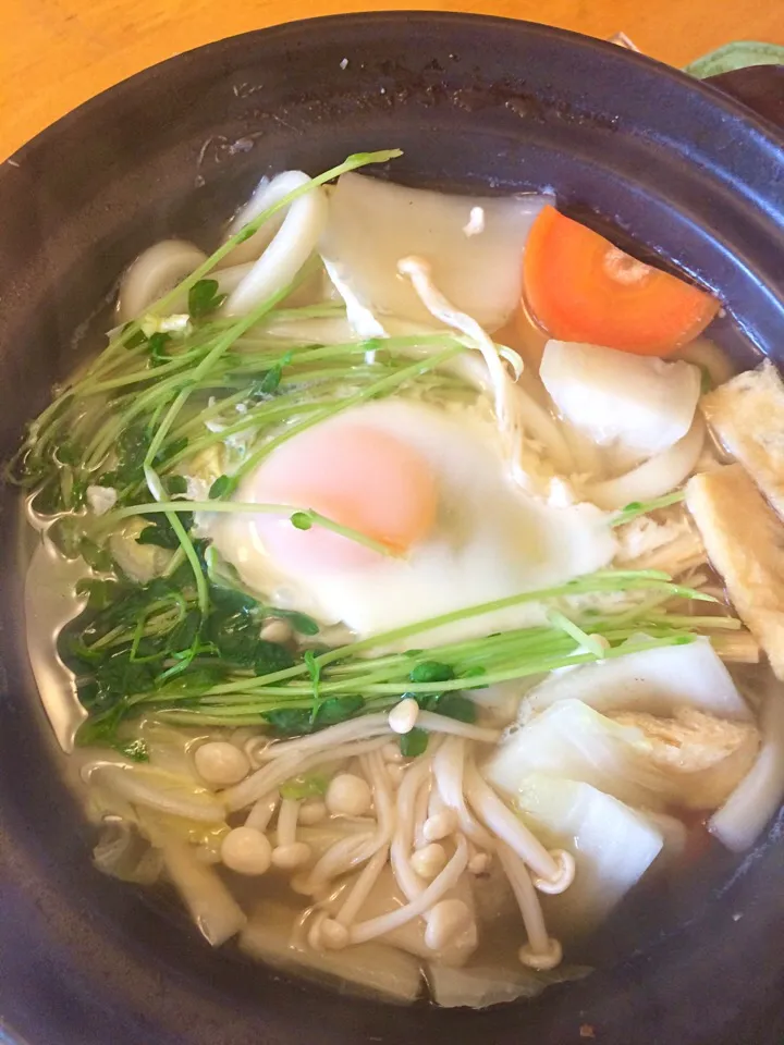 朝ご飯は、野菜鍋焼きうどん。|hiromangeさん