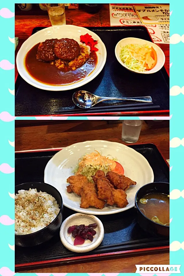 から揚げ定食、ダブルメンチカツカレー*\(^o^)/*|すかラインさん