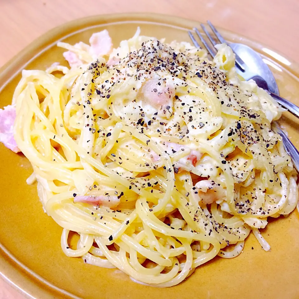 玉ねぎたっぷりのカルボナーラ🍝|たまこっこさん