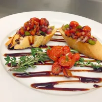 Snapdishの料理写真:Sweet pepper Bruschetta, with a Balsamic glaze|james vallesさん