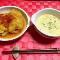 鶏肉ロールキャベツとキャベツのミルクスープ|たけのこさん