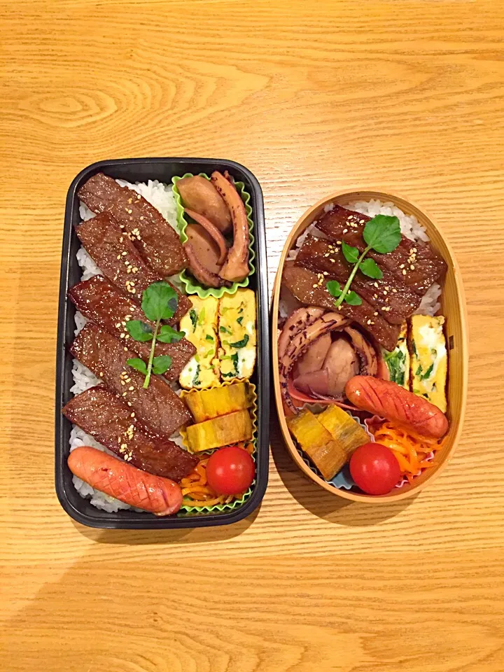 Snapdishの料理写真:焼き肉重＊親子弁当♪|hiromiさん