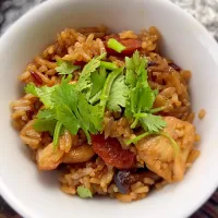 Snapdishの料理写真:Black soya chicken & Chinese sausage rice using rice cooker|Susan Quekさん