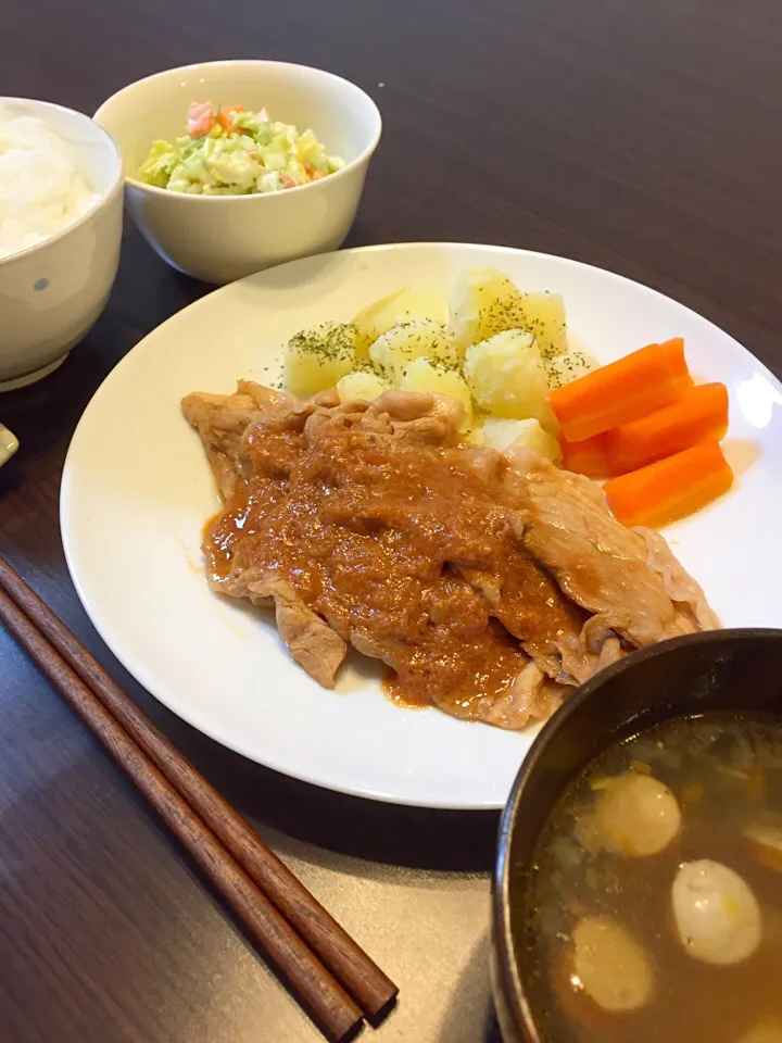 ポークチャップの晩ご飯|mikaさん