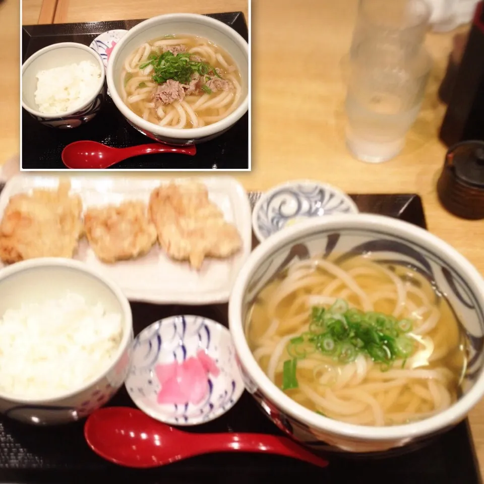 Snapdishの料理写真:鶏天うどん定食、かけうどんで。|美也子さん