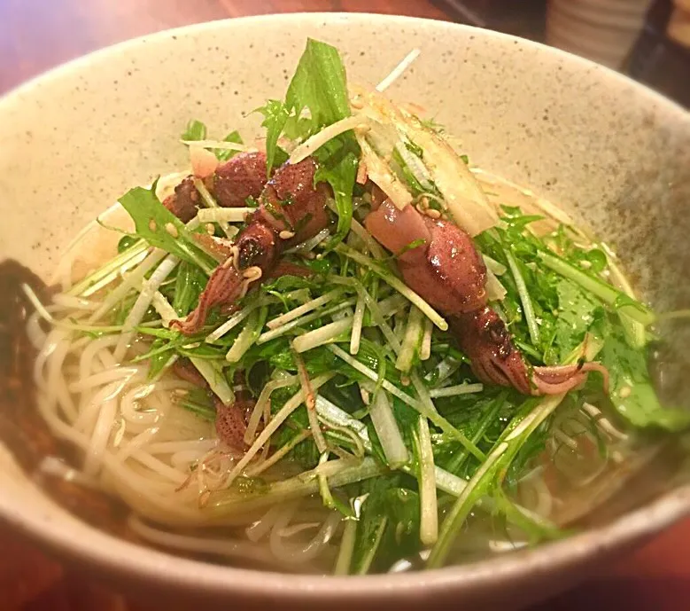 Snapdishの料理写真:ほたるいかと薬味野菜のそうめん|半田手延べそうめんの店 阿波や壱兆さん