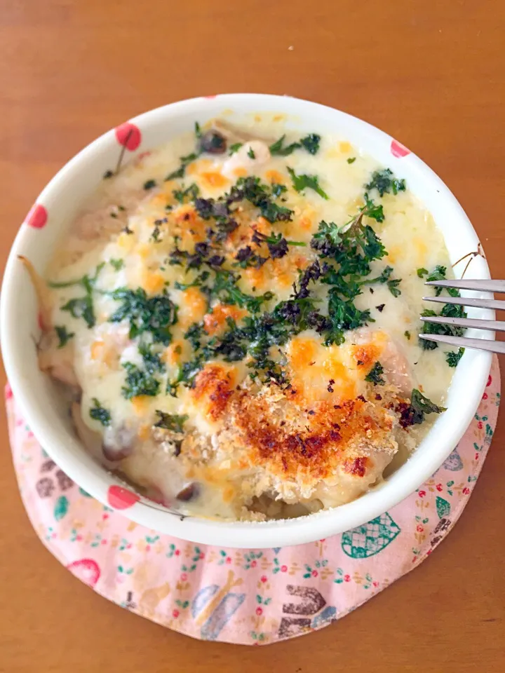 Snapdishの料理写真:お冷ご飯で10分弱の時短ドリア😅|Miki (^_−)−☆さん