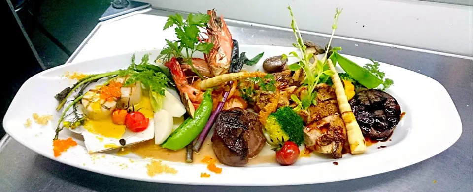 Meat and fish vegetables grill plate|Yuuki Iwaiさん