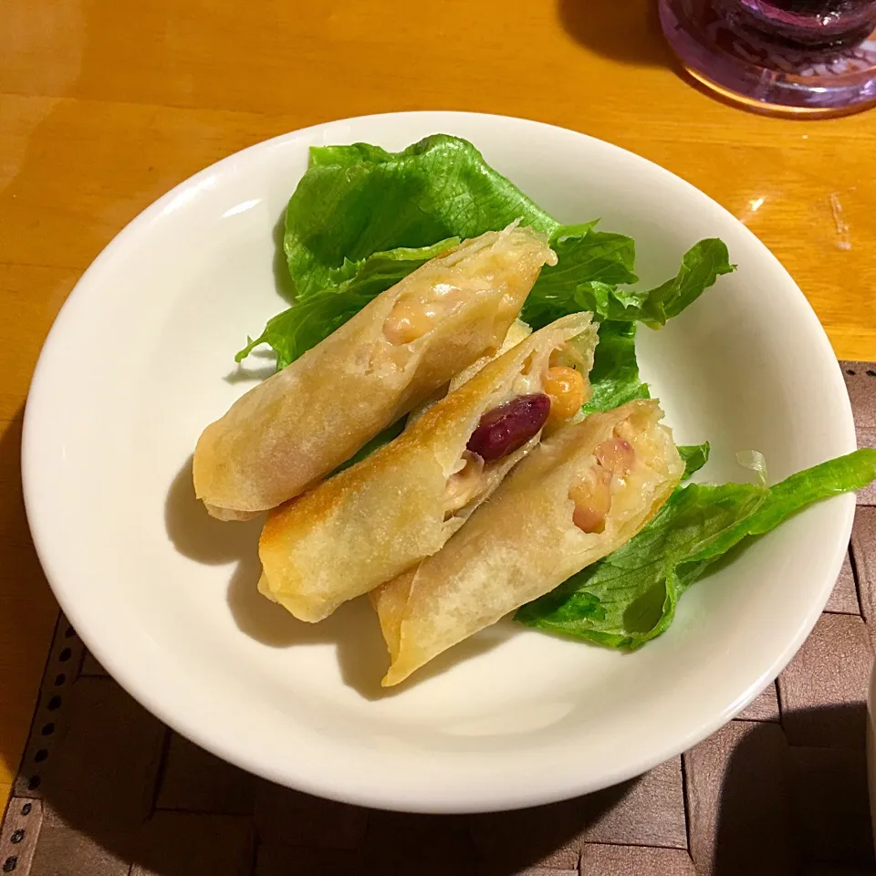 【フジッコさんからいただきました(^ ^)】カレーがおいしくなる豆でカレー風味のチーズ春巻|よっしーさん