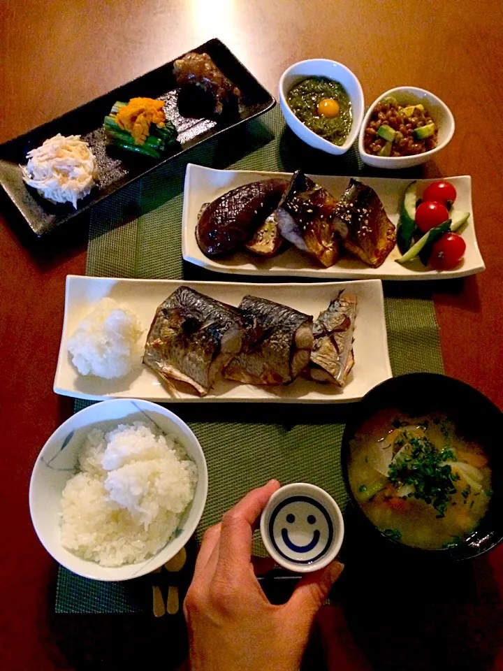 Today's Dinner🍴前菜･胡麻照り焼き鯖&鯖の塩焼き･ｱﾎﾞｶﾄﾞ納豆･めかぶ･白飯･お味噌汁|🌈Ami🍻さん