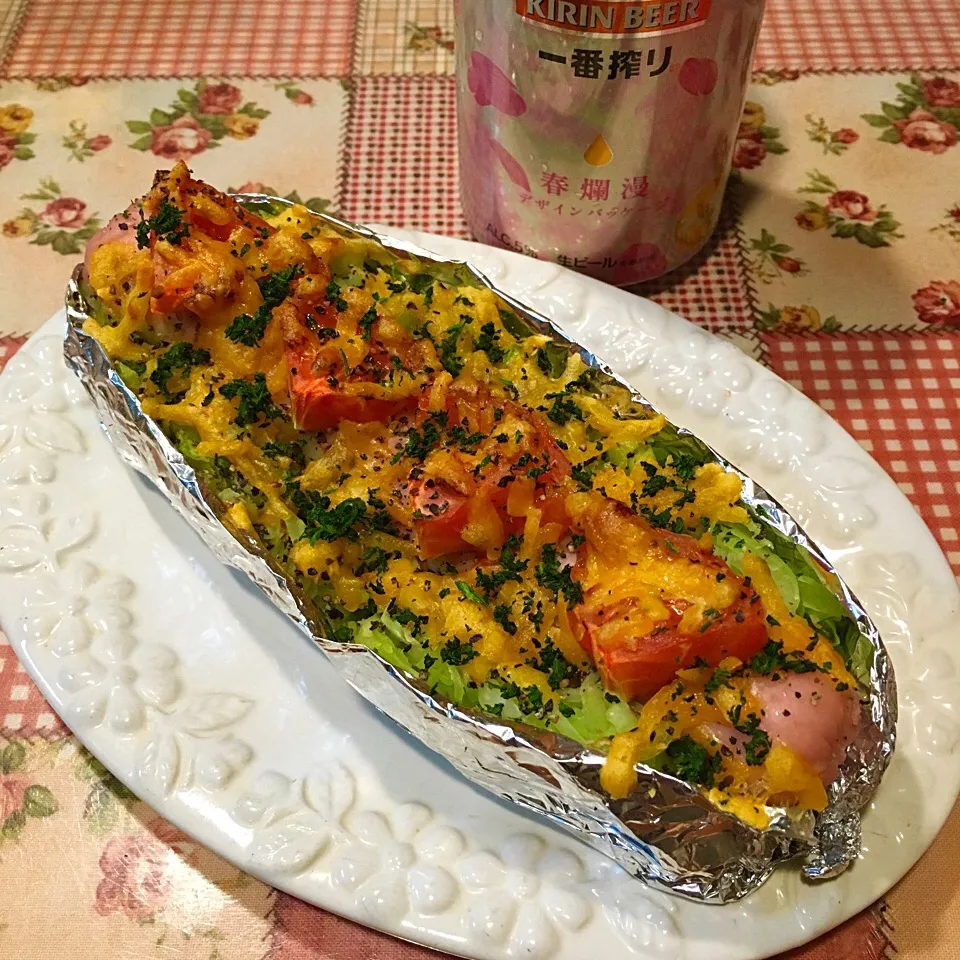 魚肉ソーセージ丸ごと一本のホットドックのパン抜き🌭|＊ゆみしぼり＊さん