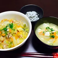 Snapdishの料理写真:ゆうごはーん♡
野菜丼
しらす
お味噌汁|asukaさん