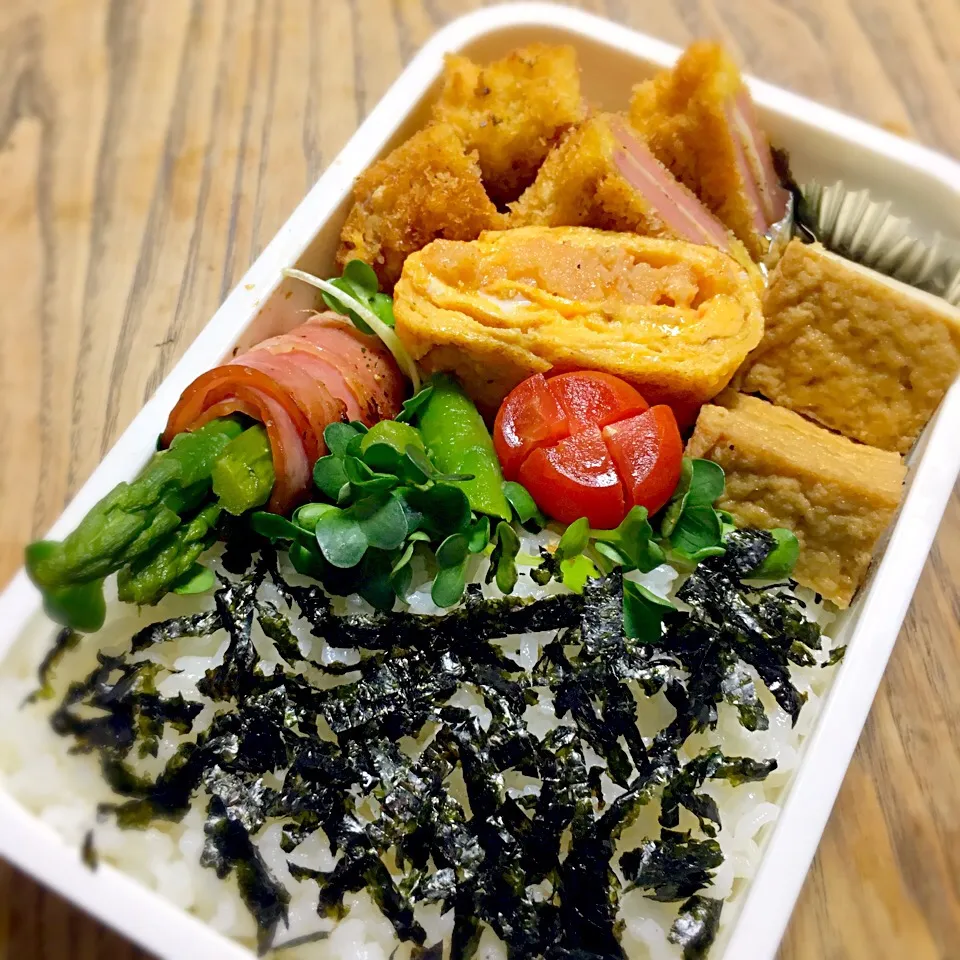 今日のお弁当
厚切りハムのチーズはさみフライ
厚揚げの煮込み生姜味
アスパラベーコン
明太卵巻|akiさん