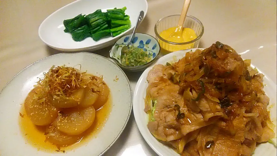 しょうが焼き定食😋|お母の大皿さん