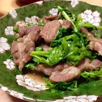 Snapdishの料理写真:豚肉わさび菜炒め|makopapaさん