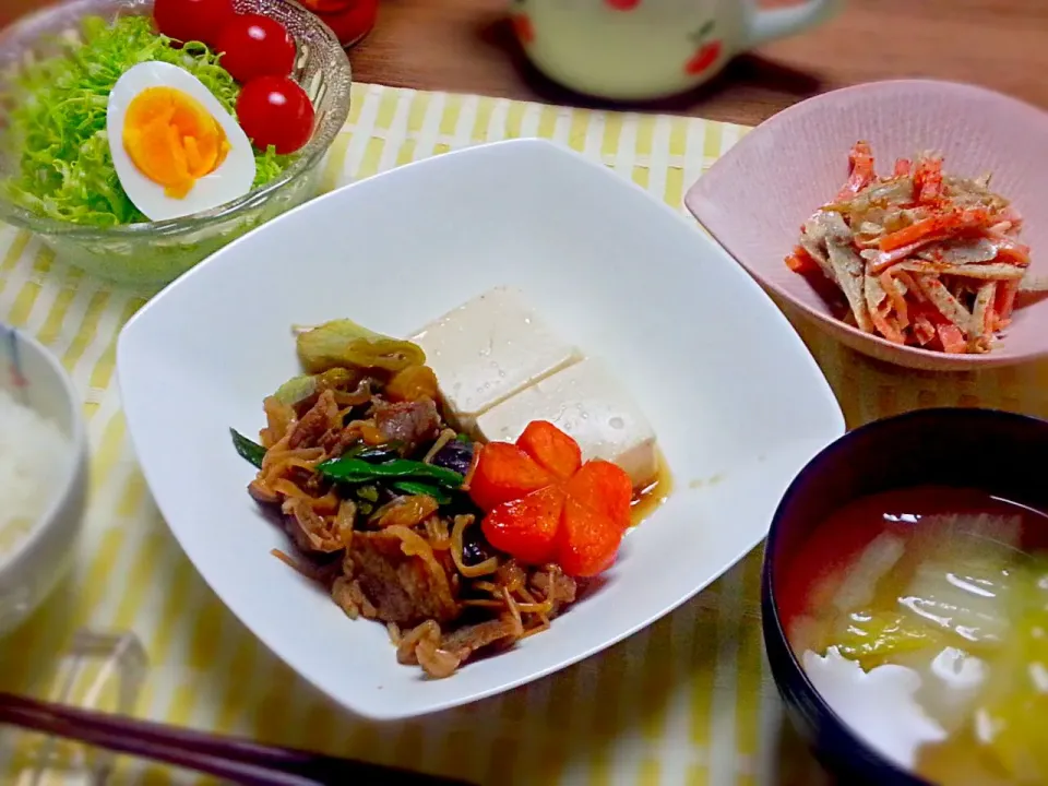 ☆肉豆腐
☆ごぼうサラダ
☆千切り春キャベツ
☆白菜のお味噌汁|なべちゃんさん