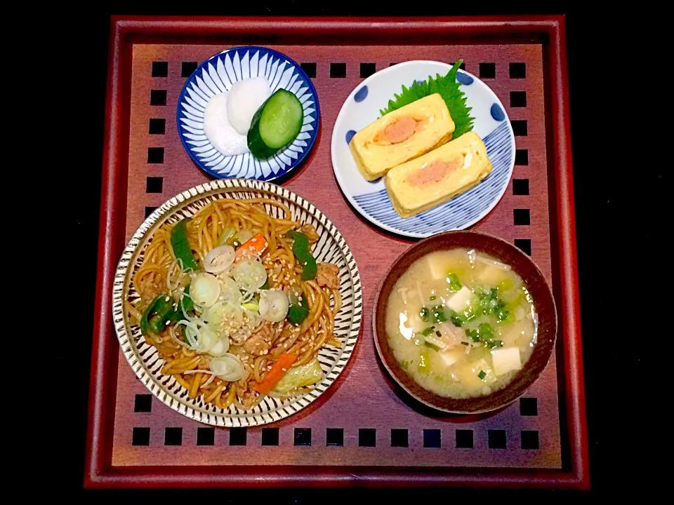 焼きそば&明太子だし巻き定食♪|Nonさん