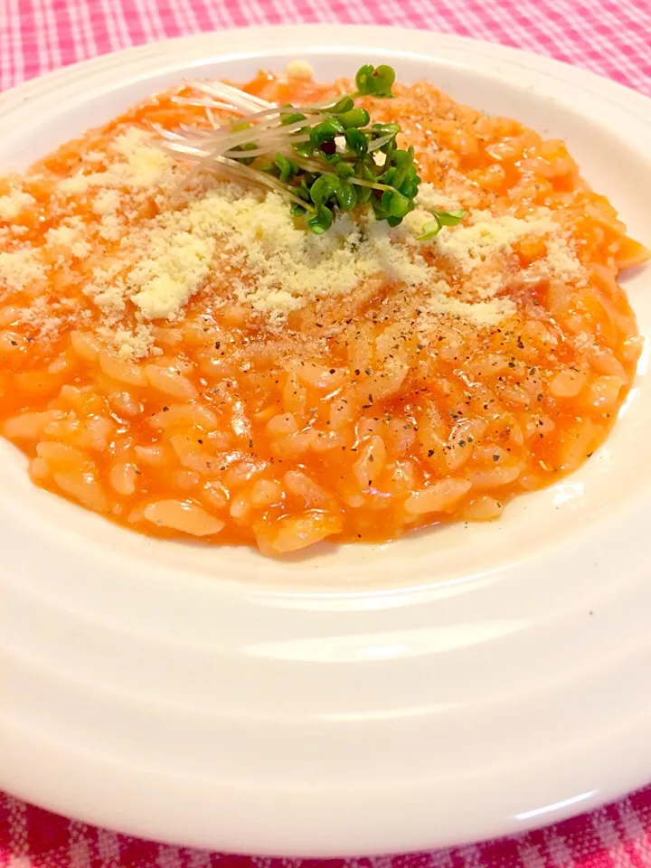 冷やご飯とトマトジュースでリゾット風な夕食🍴|かずみさん