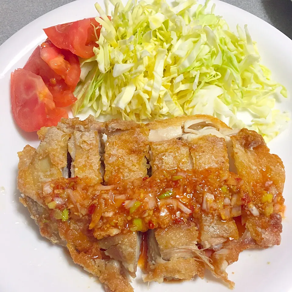 もも肉の揚げ焼き韓国風ねぎダレ|chilipeさん