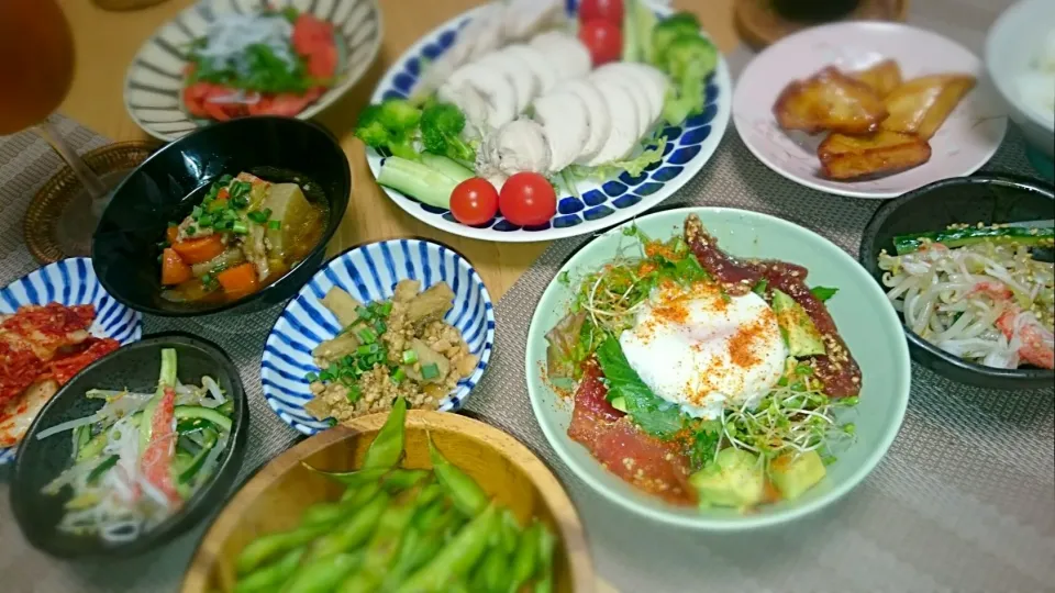 鶏ハムとマグロのポキ丼～🎶|藤本亜紀さん