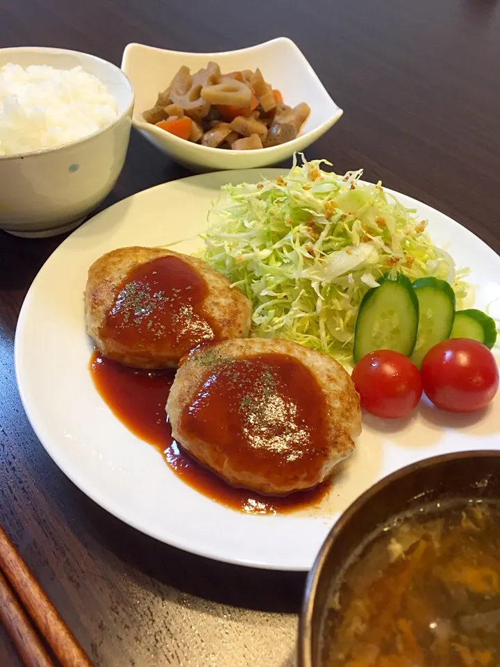 豆腐ハンバーグの晩ご飯|mikaさん