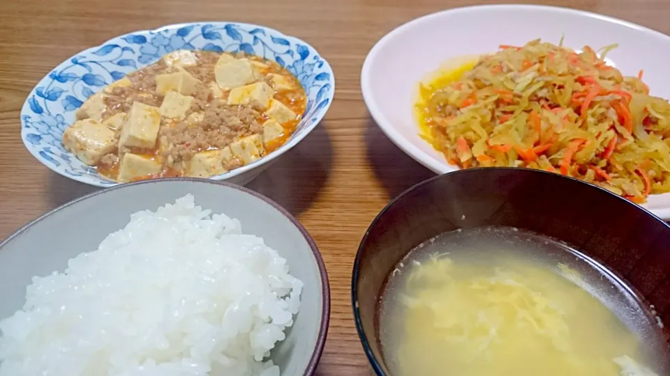 ・麻婆豆腐
・細切り大根の炒めもの
・卵の中華スープ|ようかんさん