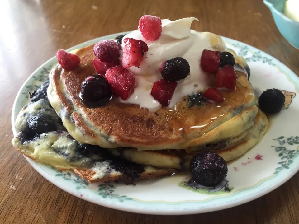 Snapdishの料理写真:朝ごはんはパンケーキ|さんだーさん