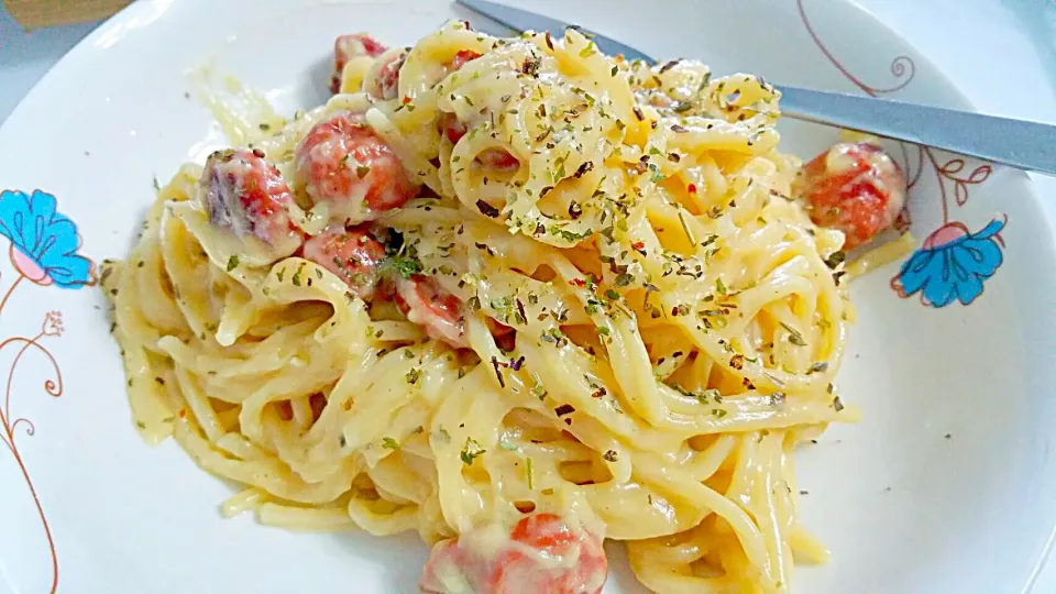 Chicken Sausage Carbonara pasta|🌷lynnlicious🌷さん