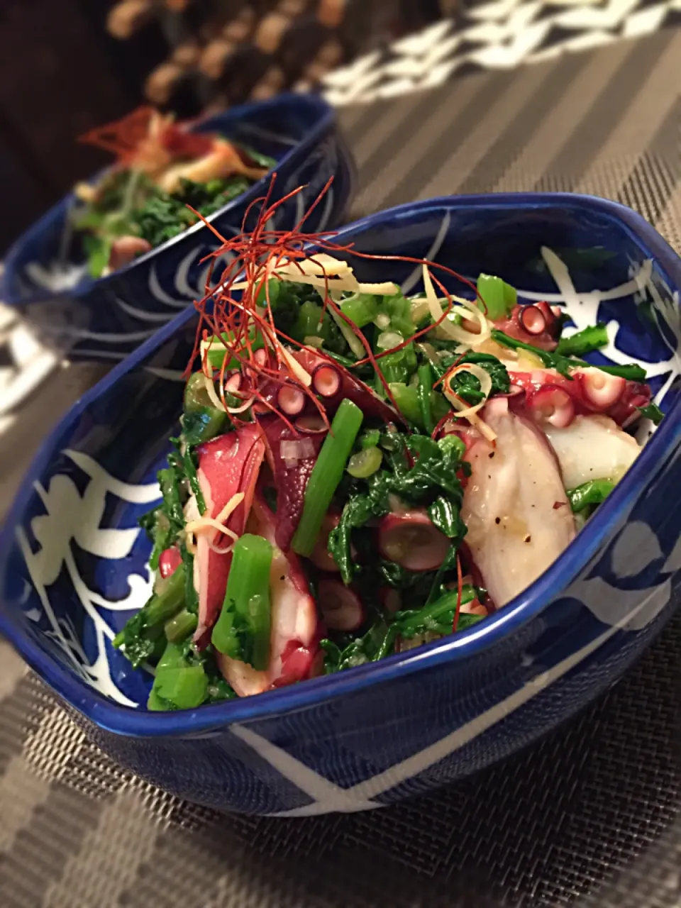 じゅんけさんの料理 たこと春菊の中華風あえ✨🐙と春菊の組み合わせ最高や〜〜٩(๛ơ ﻌơ)۶♥|チョッパー＆ホヌさん